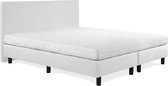 Beddenleeuw Boxspring Bed Nora - 200x210 - Incl. Hoofdbord + Matras - Lederlook Wit (Skai)