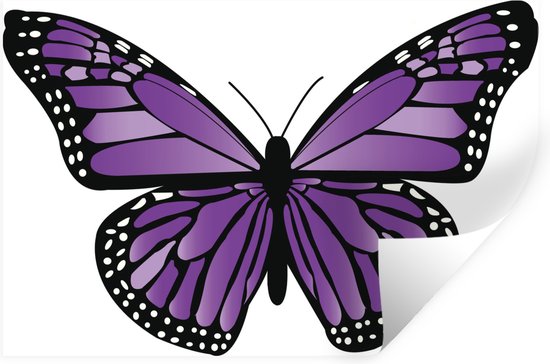 Muurstickers - Sticker Folie - Een illustratie van een paarse vlinder op een witte achtergrond - 120x80 cm - Plakfolie - Muurstickers Kinderkamer - Zelfklevend Behang - Zelfklevend behangpapier - Stickerfolie