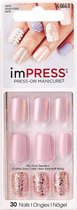 Kiss imPRESS Press-on Manicure Bright as a Feather- Kunstnagels - Nagels - Press on nails - Plaknagels - Nepnagels - 30 stuks - Beste Kwaliteit