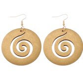Oorbellen- Hout- spiraal- brons paint- 5 cm- Lang- Charme Bijoux