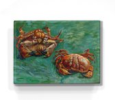 Schilderij - Twee Krabben - Vincent van Gogh - 26 x 19,5 cm - Niet van echt te onderscheiden handgelakt schilderijtje op hout - Mooier dan een print op canvas.