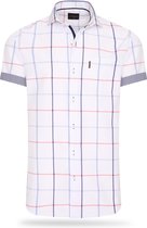 Cappuccino Italia - Heren Overhemden Short Sleeve Blouse Wit Big Check - Wit - Maat L
