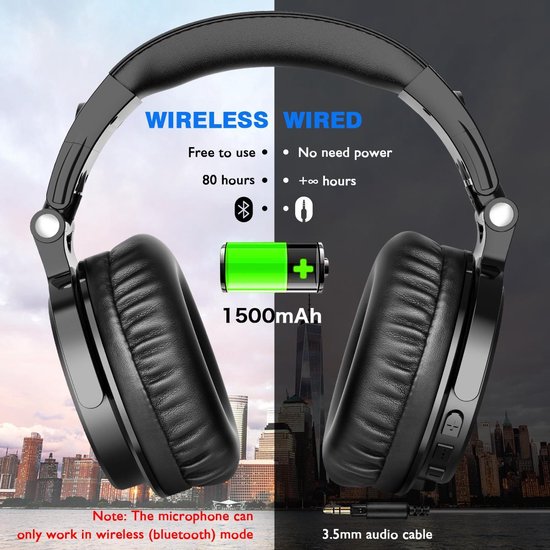 Casque Over-ear Confortable OneOdio Casque De Studio Sans Fil Sans Fil Et Fermé Sur L'oreille Avec Casque Confort Mousse Mémoire