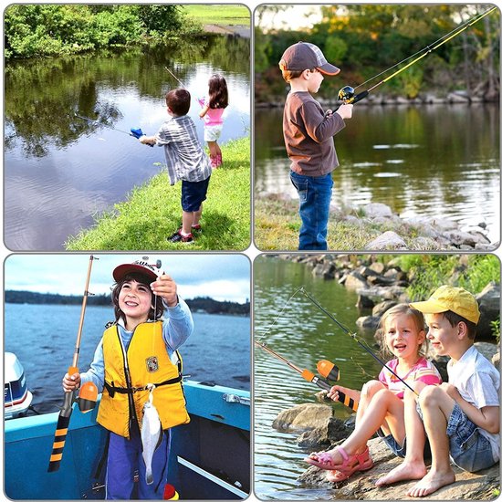 Canne à pêche WaterFUN® Enfants - Avec moulinet de pêche, appâts de pêche,  accessoires