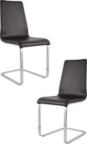 Tommychairs Berlin - Eetkamerstoelen - Set van 2 - Chroom & Mokka - Kunstleer