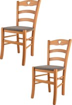 Tommychairs Cuore - Eetkamerstoelen - Set van 2 - Bruin - Stof en Hout