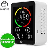 Elianzo® 3 in 1 CO2 meter - Luchtkwaliteitsmeter - CO2 Meter Binnen - CO2 Melder & Monitor - Thermometer - CO2 detector - Koolstofdioxide meter - Draagbaar en Oplaadbaar