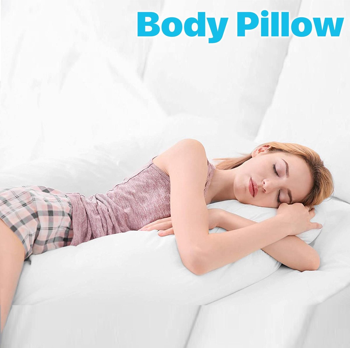 Ondersteunend Lichaamskussen - 40 x 140cm - Wit - Body Pillow - Zwangerschapskussen - Body Pillow - Lichaamskussen - 140 cm - Voedingskussen - Zijslaapkussen - Sluimerrol - Afneembaar hoes premium body pillow lichaamskussen
