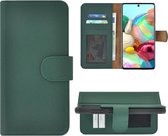 Hoesje Samsung Galaxy A71 - 4G - Bookcase Hoesje - Samsung A71 Wallet Book Case Echt Leer Groen Cover