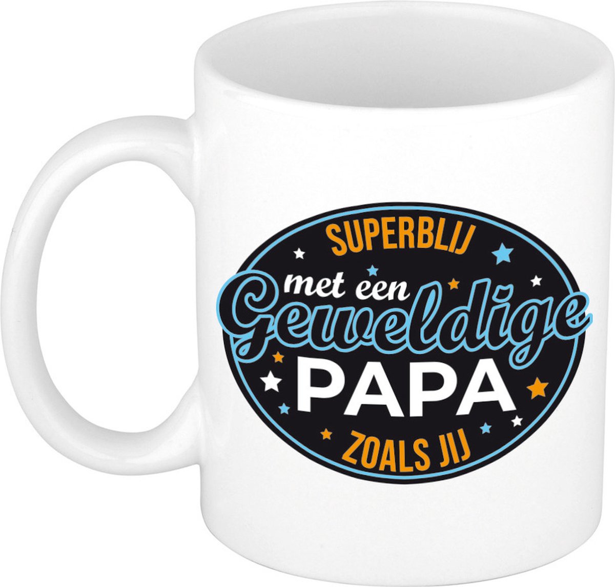 Superblij met papa mok / beker wit - cadeau Vaderdag / verjaardag