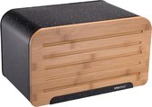 Kinghoff 1245 - boîte à pain - noir - acier inoxydable avec bois - 35x20,4x21,5 cm