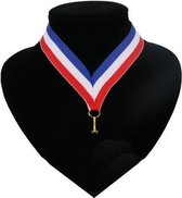 30x stuks halslint lanyard Holland vlag kleuren rood-wit-blauw voor oa een medaille - Supporters feestartikelen