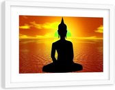 Foto in frame , Mediterende Boeddha , 120x80cm , Multikleur , Premium print