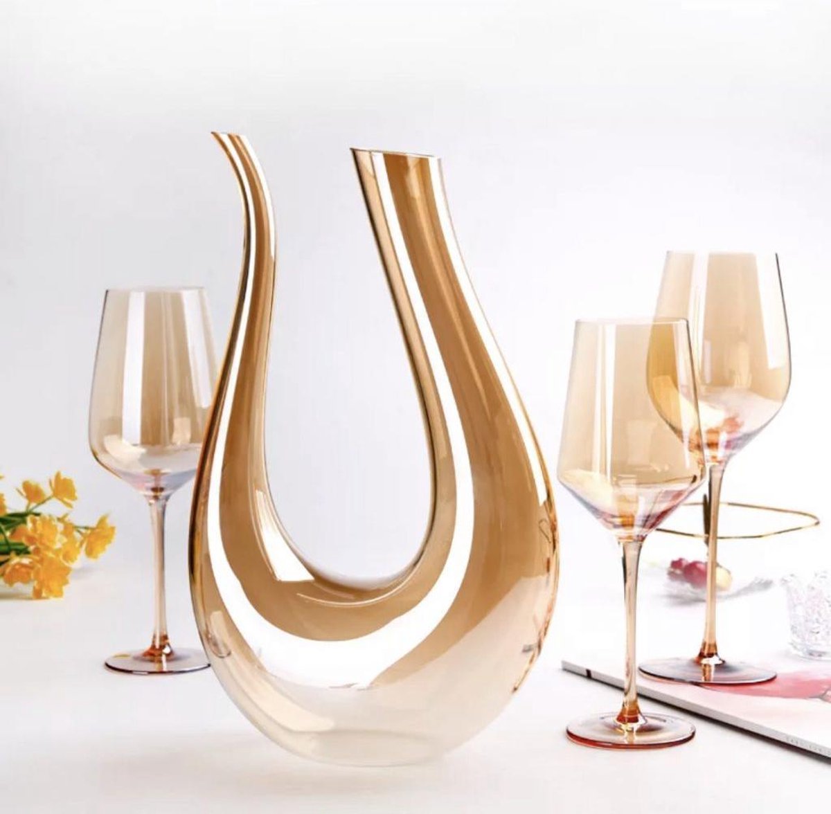 Luxaliving Wijnglazen | champagne glazen met karaf | 2Glazen|1Karaf