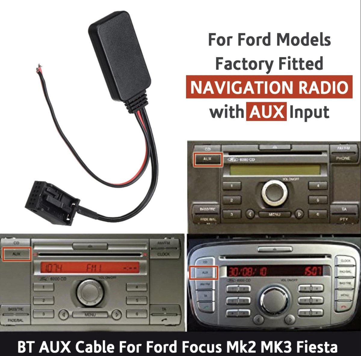 Ford Focus,Fiesta,Fusion Bluetooth 5.0 Module Aux Kabel Adapter 12Pin  Autoradio Voor... | bol.com
