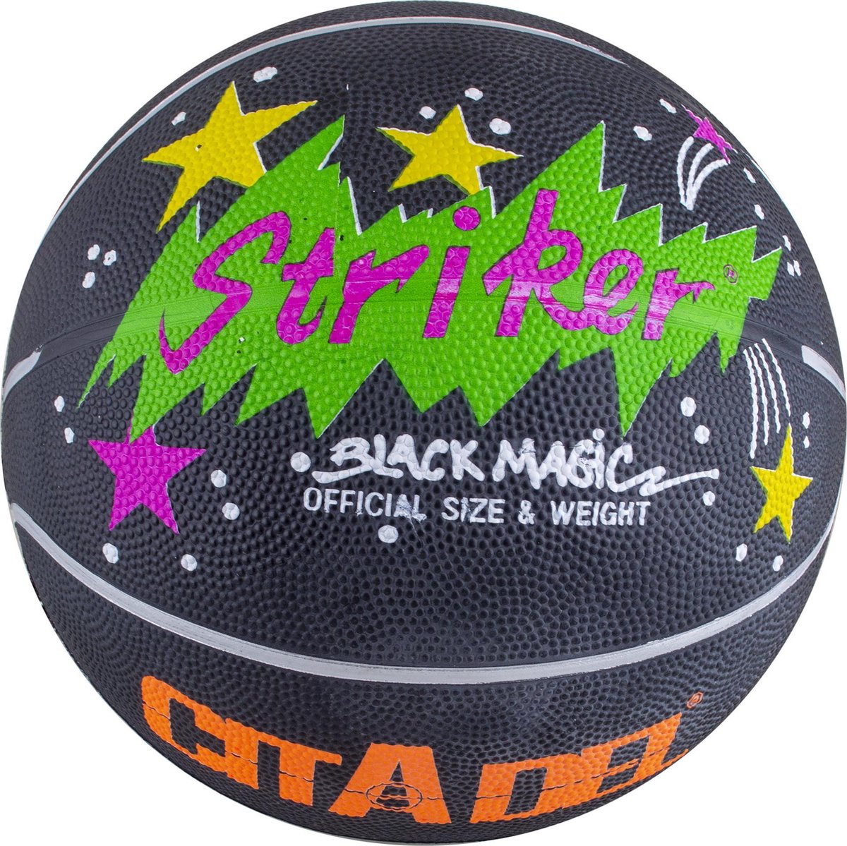 STRIKER basketbal Citadel Black magic - kleur zwart - official size and weight + GRATIS draagnetje en ventiel om op te blazen