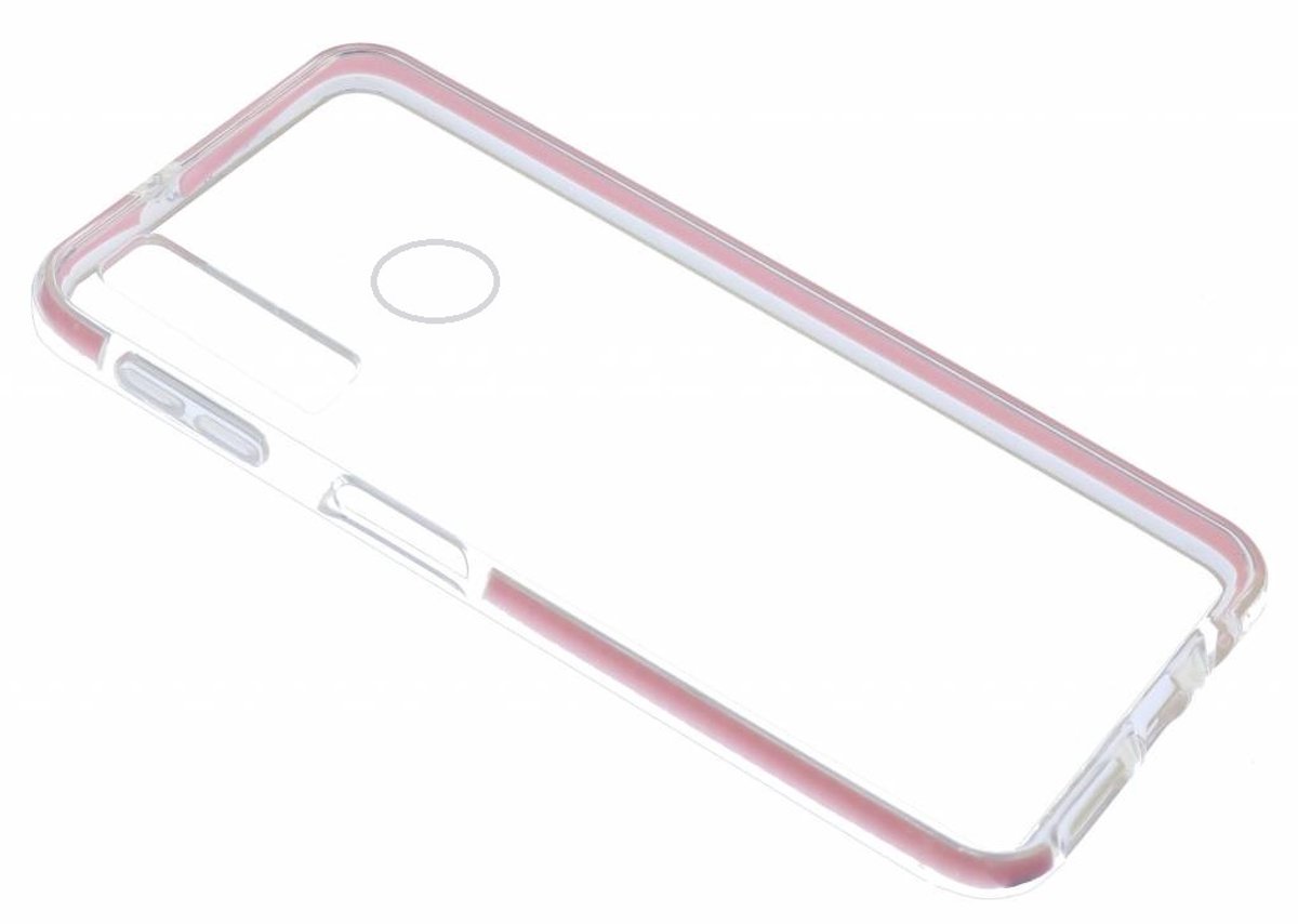 Ntech Hoesje Geschikt voor Huawei P Smart+ 2019 Roze &Transparant Anti Shock Back hoesje