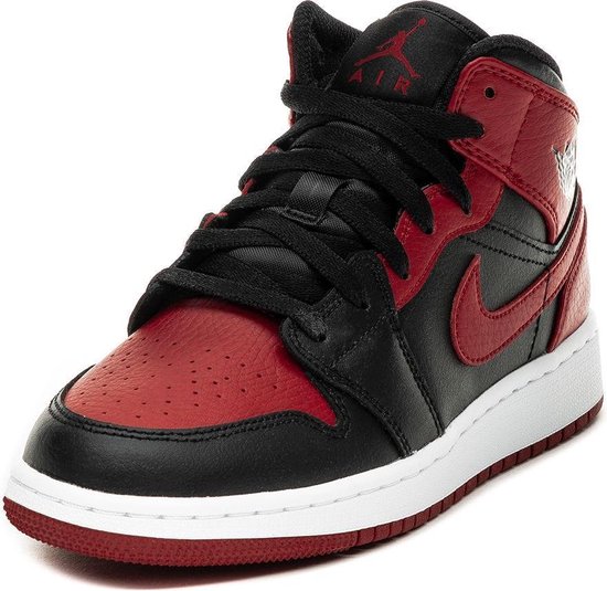 Nike Air Jordan 1 Mid (GS), Black/Gym Red-White Banned, 554725 074, EUR 38.5 - Nike