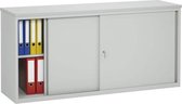 Lage schuifdeurkast 75x160x45 Zwart met topblad Ahorn