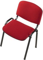 (Set van 2 stuks) Vergaderstoel of conferentiestoel basic zwart frame zonder armleuningen rood stof