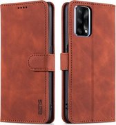 Voor OPPO A74 4G/F19 AZNS Huid Voelen Kalf Textuur Horizontale Flip Lederen Case met Kaartsleuven & Houder & Portemonnee ((Bruin)