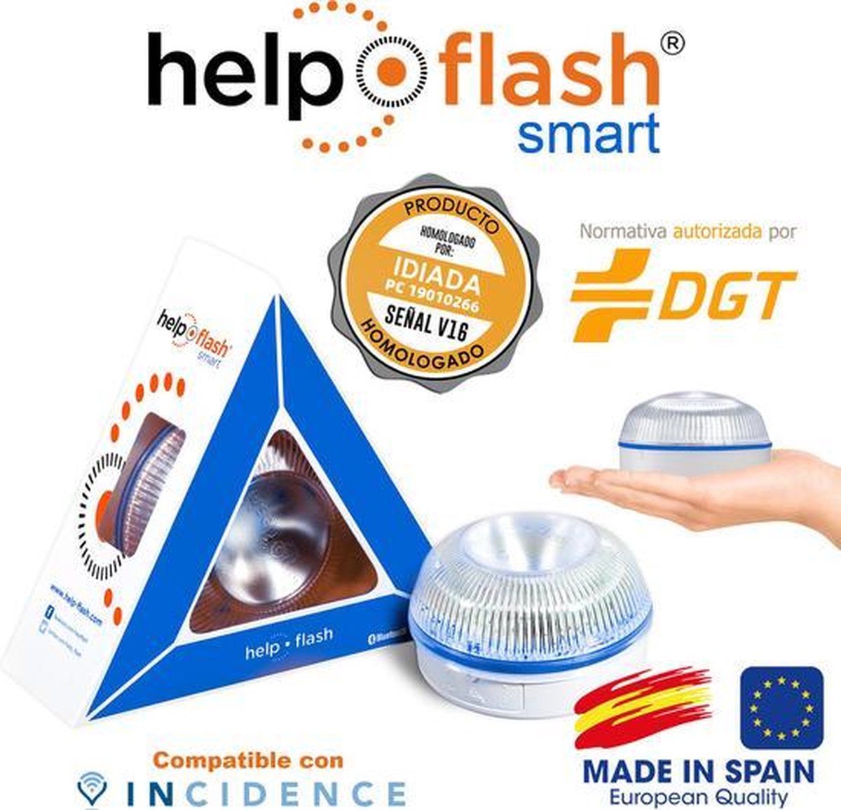 Luz de Emergencia V16 FlashLED SOS - Baliza Conectada a DGT 3.0 - Totcar