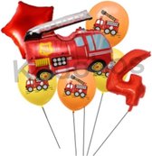 Brandweer folie ballonnen set verjaardag 4 jaar - Brandweer ballon 7 delig