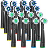 Opsteekborstels tandenborstelkoppen voor Braun Oral B – tandenborstel opzetborstel compatibel met Oral-b elektrische tandenborstels inclusief 8 Cross 8 Sensi Thin Clean 16 stuks, zwart