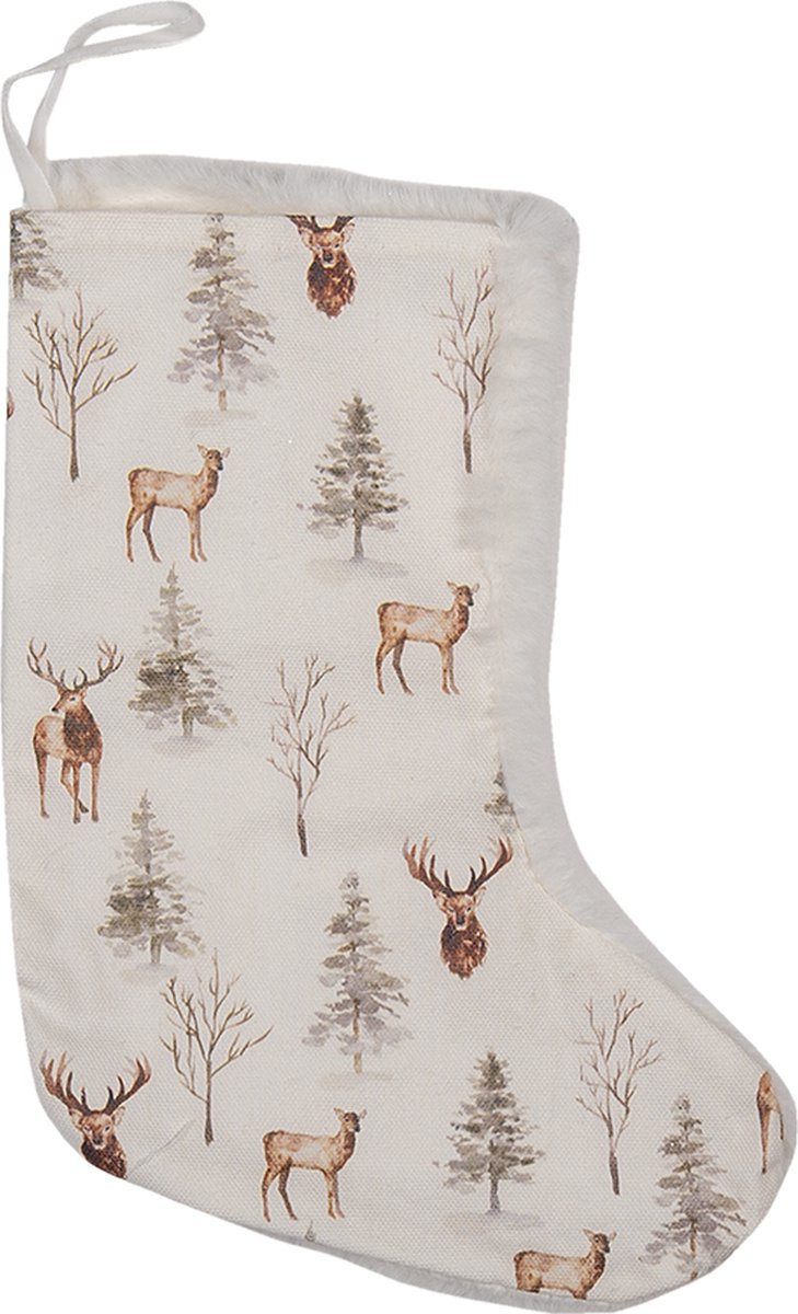 Clayre & Eef Kerstsok 28 cm Wit Synthetisch Hert Clayre & Eef Kerstsok 28 cm Wit Synthetisch Hert - Image 1