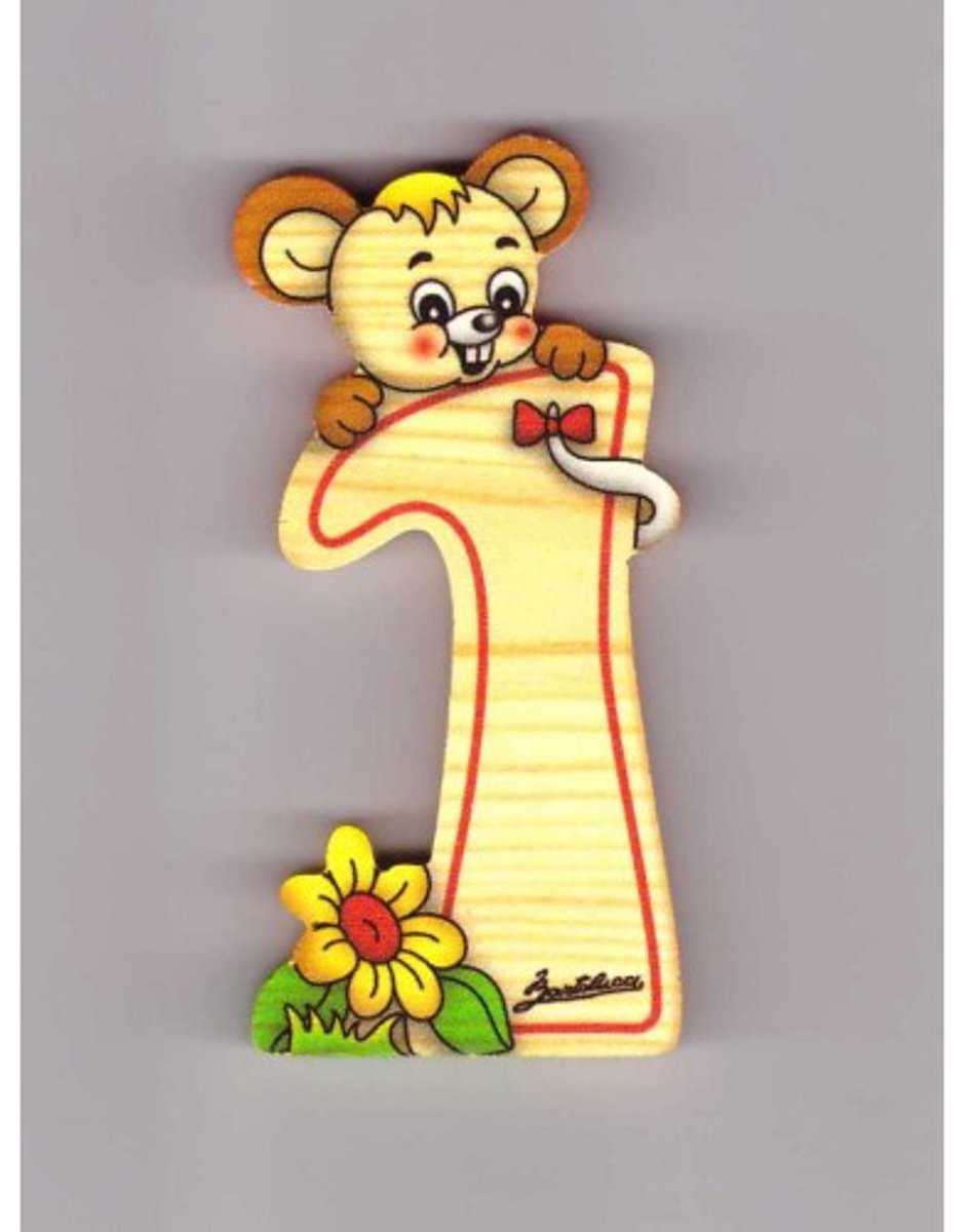 Cijfer 1 hout muis | Bartolucci