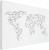 Wereldkaart Geometrische Lijnen - Canvas 90x60