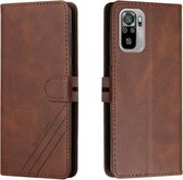 Voor Xiaomi Redmi Note 10 Stiksels Stijl 2-Kleur Koe Textuur Horizontale Flip PU Lederen Case met Houder & Kaartsleuf & Lanyard (Bruin)