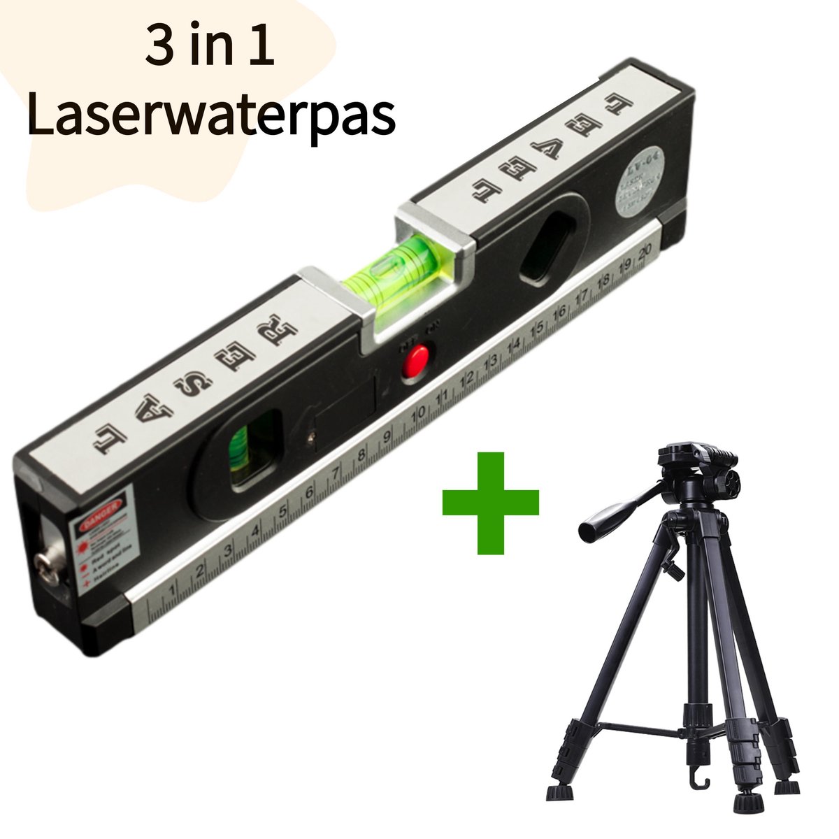 Verdienen Labe Overwinnen Laserwaterpas incl statief - Rolmaat met Kruislijnlaser - Waterpas met  laser | bol.com