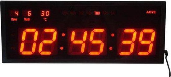 LED Klok / LED Number Clock / 47 x 23 CM met Temperatuur & Kalender  weergave / LED... | bol.com