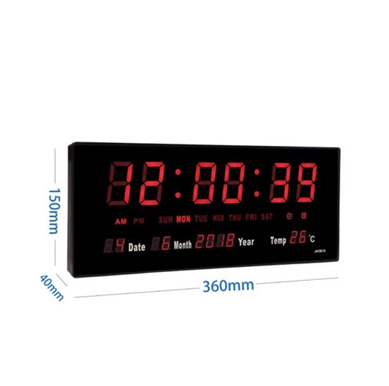 LED Klok / LED Number Clock / 47 x 23 CM met Temperatuur & Kalender  weergave / LED... | bol.com