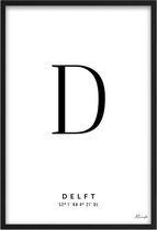 Poster Letter D Delft A2 - 42 x 59,4 cm (Exclusief Lijst)