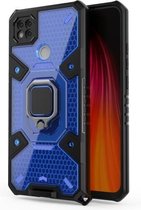 Voor Geschikt voor Xiaomi Redmi 9C Space PC + TPU-ringhouder beschermhoes (blauw)