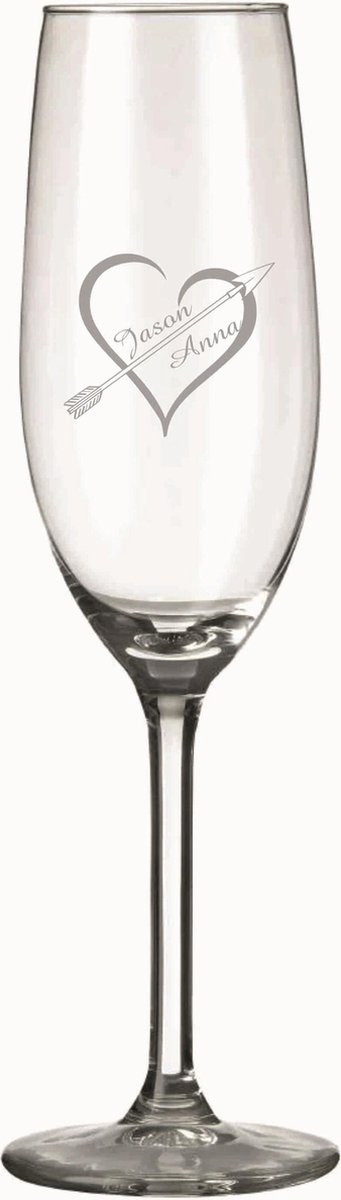 2 champagneglazen met naam gegraveerd-uniek en persoonlijk cadeau-huwelijk-feest-kado-glas graveren-twee glazen