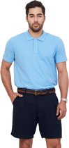 Polo Shirt Heren van 100% Katoen - Premium T Shirt Heren met Polokraag - Poloshirts heren met Korte Mouw - Poloshirts met Effen Blauwe effen kleur - Regular Fit Golf Polo / T shirts maat L