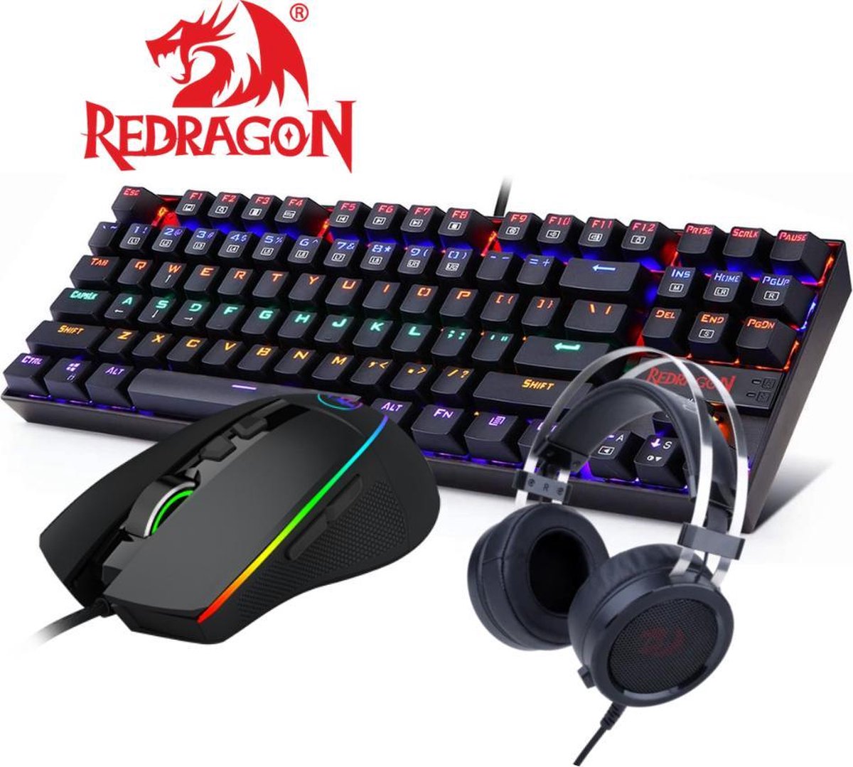 Redragon gaming set| Daksa K576R gaming toetsenbord + Emperor M909 gaming muis + Scylla H901 Gaming Headset