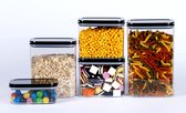 Maximum - Vershoudbakjes set van 5 met zwarte deksel - Organizer in verschillende maten - Opbergdozen kunststof stapelbaar - Vershoudbakjes luchtdicht