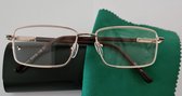 Leesbril +3.5 / donkerrode halfbril van metalen frame / metalen veerscharnier / bril op sterkte +3,5 / unisex leesbril met brillenkoker en microvezeldoekje / dames en heren leesbri