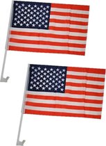 Pakket van 2x stuks autovlag Amerika 30 x 45 cm - Supporters USA feestartikelen