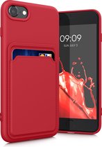 kwmobile hoesje voor Apple iPhone SE (2022) / SE (2020) / 8 / 7 - Telefoonhoesje met pasjeshouder - Smartphone hoesje in rood