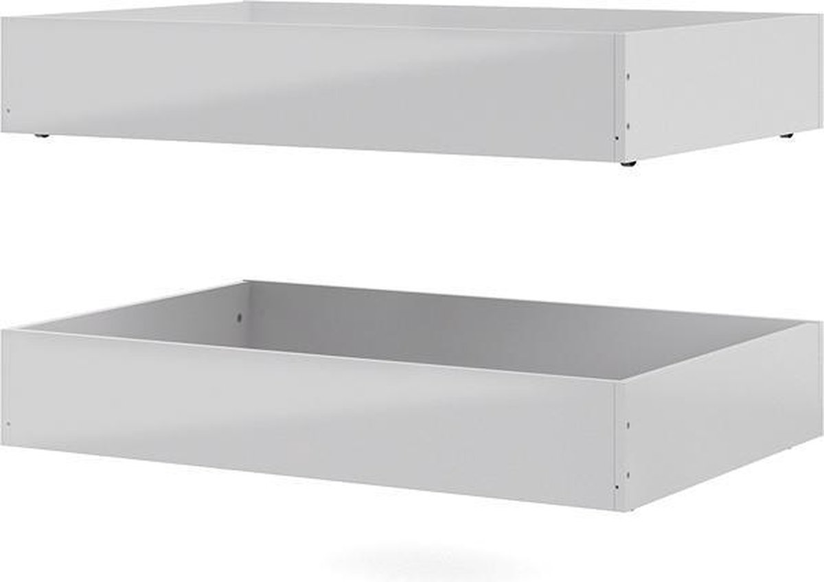 Nada bed 2 bedlades breedte 99 cm, wit hoogglans.