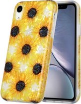 Shell-textuurpatroon TPU-schokbestendige beschermhoes met volledige dekking voor iPhone XR (kleine zonnebloemen)
