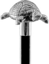 MadDeco - Schildpad - Beukenhouten wandelstok met zilver verguld handvat - Italiaans design