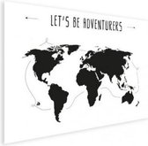 Wereldkaart Let's Be Adventurers Zwart - Poster 120x80