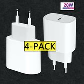 4x iPhone 12 oplaadstekker 20W USB-C Power oplader   Apple iPhone 12 - Apple iPad - USB-C Apple Lightning |Snellader iPhone 12 / 11 / X / iPad / 12 Pro Max / iPhone 12 Pro | iPhone 12 Lader |