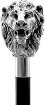 MadDeco - Leeuw - Beukenhouten wandelstok met zilver verguld handvat - Italiaans design
